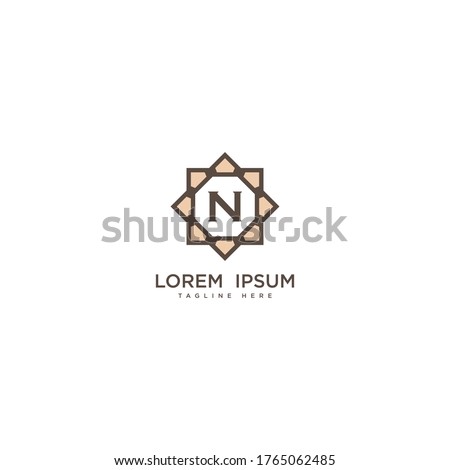 Creative letter N logo icon vector design. Luxury jewelry frame gem edge logotype. Print monogram initials stamp sign symbol.