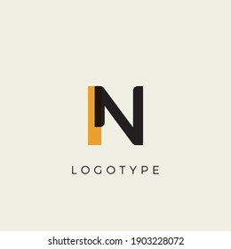 Letra creativa N para logotipo y monograma. Letra minimalista de estilo artístico con manto amarillo para educación, festivo y gráfico de fiesta o tecnología. Diseño tipográfico vectorial