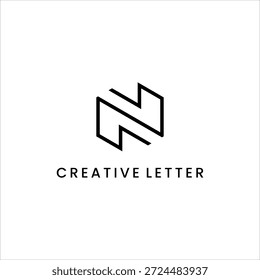 Letra criativa N logotipo ícone vetorial moderno abstrato geométrico mínimo design de identidade de marca corporativa