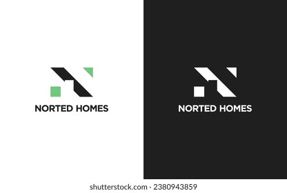 Creative Letter N Monogram Logo with real estate Design Icon Template White and Black Background