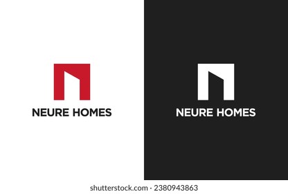 Creative Letter N Monogram Logo with real estate Design Icon Template White and Black Background