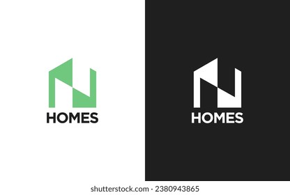 Creative Letter N Monogram Logo with real estate Design Icon Template White and Black Background