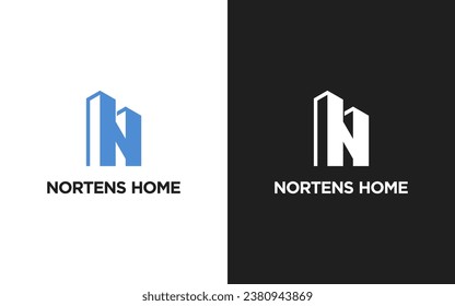Creative Letter N Monogram Logo with real estate Design Icon Template White and Black Background
