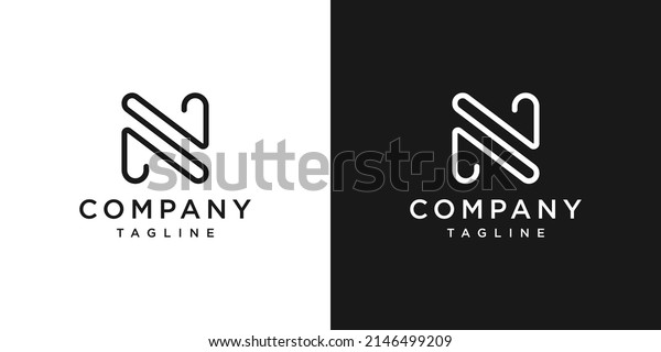 Creative Letter N Monogram Logo Design Icon\
Template White and Black\
Background