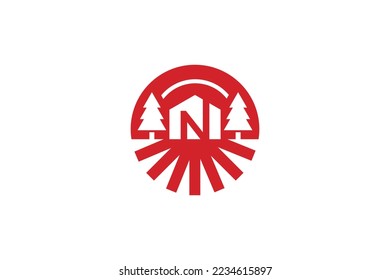 Creative Letter N Mountain Logo Design Template. Creative Letter N Hill Logo Design Template