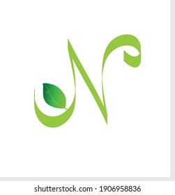 Creative Letter N nature leaf logo design. 