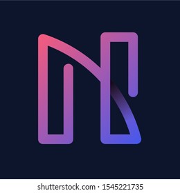 Creative Letter "N" Rainbow logo icon isolated on dark background. Trend Letter logo template with rainbow and anagram symbol. Vector Illustration.