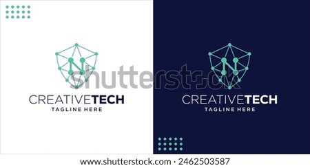 Creative Letter N Technology logo with Shield Molecule Shape, Design Inspiration, Design Illustration, Vector