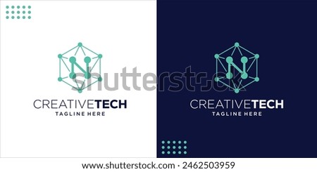 Creative Letter N Technology logo with Hexagonal Molecule Shape, Design Inspiration, Design Illustration, Vector