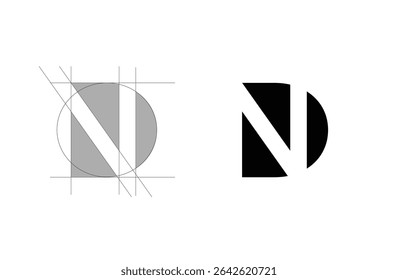 Creative letter ND logo design with negative space style, clean and clever design, vector illustration