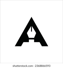 Creative A letter With a negative space pen icon unique design logo