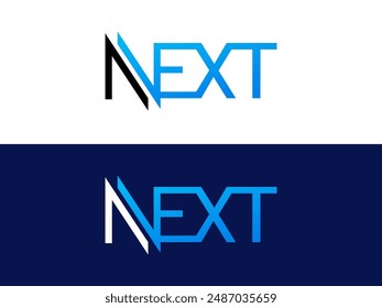 Creative Letter "Next" with Connected letters style font logo vector design concept. Graphic alphabet Letter "Next" symbol for future technology, new generation, corporate identity, business, ui, web.