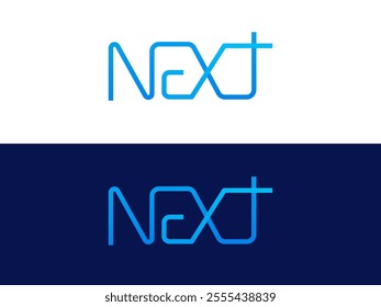 Creative Letter "Next" with Connected letters "NEXT" logo vector design concept. Graphic alphabet Letter "Next" symbol for future technology, new generation, business, new technology, investment, web.