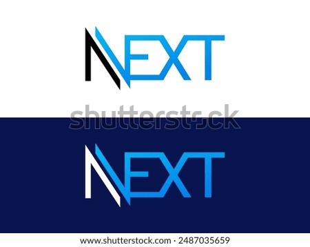 Creative Letter "Next" with Connected letters style font logo vector design concept. Graphic alphabet Letter "Next" symbol for future technology, new generation, corporate identity, business, ui, web.