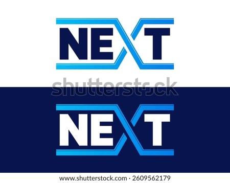 Creative Letter "NEXT" with connected letter X logo typography vector design concept. Graphic alphabet Letter "NEXT" symbol for future technology, corporate identity, business, new tech, event.