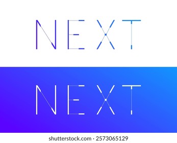 Creative Letter "Next" with futuristic slim text style logo vector design concept. Graphic alphabet Letter "NEXT" symbol for future technology, corporate identity, business, new tech, event, web, ui.