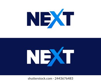 Creative Letter "NEXT" with letter X overlapping style logo typography vector design concept. Graphic alphabet Letter "NEXT" symbol for future technology, corporate identity, business, investment, ads