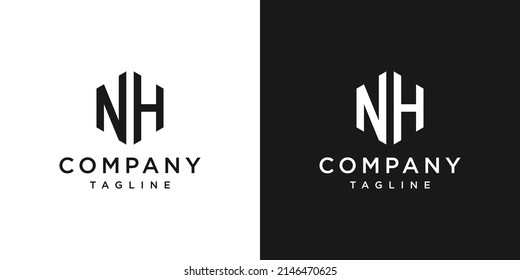 Creative Letter NH Monogram Logo Design Icon Template White and Black Background