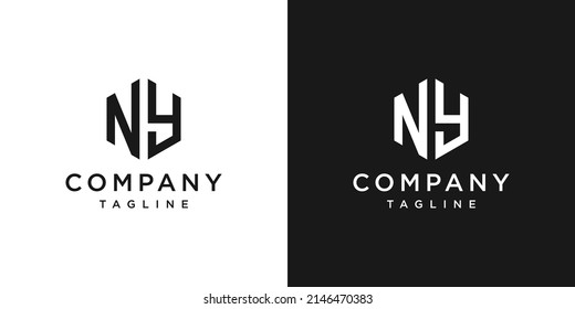 Creative Letter NY Monogram Logo Design Icon Template White and Black Background