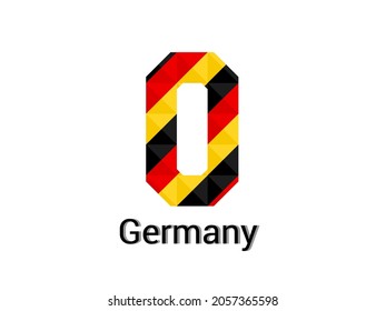 Letra creativa O con concepto de colores alemanes 3d. Es bueno para la impresión, diseño de camisetas, logotipo, etc. Ilustración vectorial.