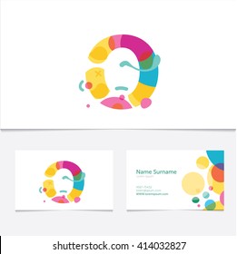 Creative Letter O design vector template on The  Business Card Template. Abstract Colorful Alphabet .Friendly funny ABC Typeface. Type Characters 