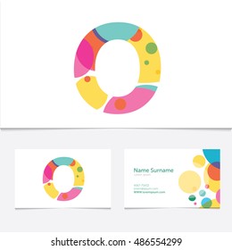 Creative Letter "O" design vector template on The Business Card Template. Abstract Colorful Alphabet .Friendly funny ABC Typeface. Type Characters