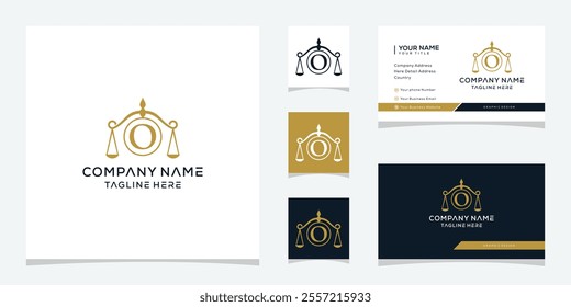 creative letter O justice law firm logo design, business card vector template