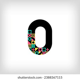 Creative letter O. Logo from capital letters with geometric shapes. Creative education colorful graphic. Vector