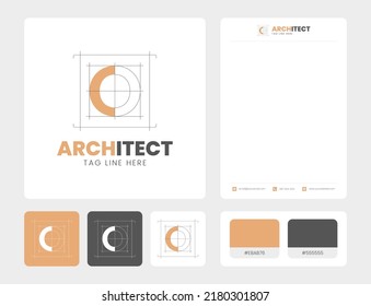 Creative Letter o Logo Design Architect Monogram with line Art o logo