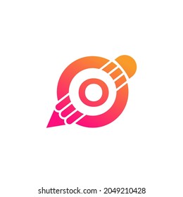 Creative Letter O Pencil mit Circle for Education or Art Logo Inspiration