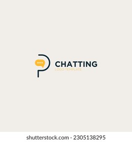 Letra creativa elemento de diseño del logo del concepto de chat de burbuja de P.