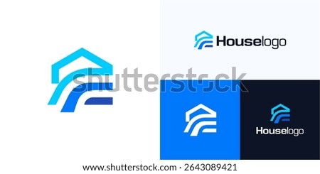 Creative letter P or E home logo icon design vector, Initial PE, PF, EP house symbol for real estate, architecture, property, building construction, residential, interior furniture, brand identity