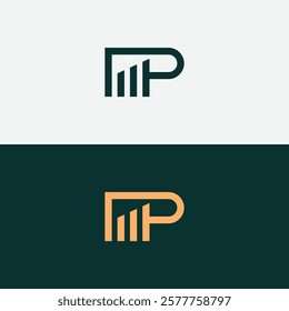 Creative letter P financial chart logo design vector image
