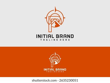 Creative Letter P Logo with Compass Symbol