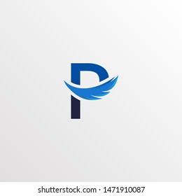 Creative Letter P Logo Design with Feather Graphic