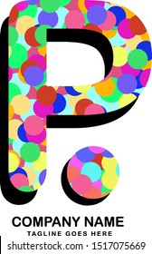 Creative letter p logo design vector template. Rainbow cursive font isolated on white background.