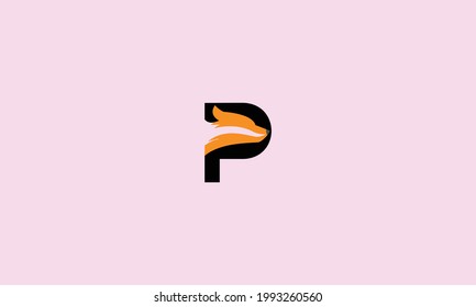 Creative letter p for logo and monogram. Minimal artistic style letter  or p with fox logo
