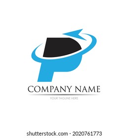 letra creativa p Logotipo Diseño de icono vectorial de plantilla