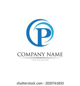 letra creativa p Logotipo Diseño de icono vectorial de plantilla
