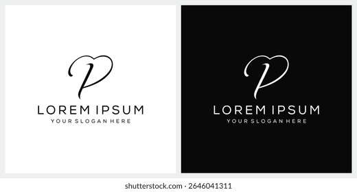 creative letter P love logo design graphic vector template