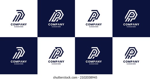 letra creativa logotipo P, P P monograma. colecciones de logotipos de velocidad de la letra P