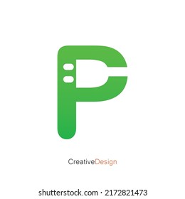 Creative Letter P with Plug Icon – A Modern Design Combining the Letter P with a Plug Symbol to Represent Connectivity, Power, and Innovation.
