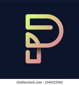Creative Letter "P" Rainbow logo icon isolated on dark background. Trend Letter logo template with rainbow and anagram symbol. Vector Illustration.