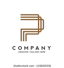 creative letter p strips line logo vector element
