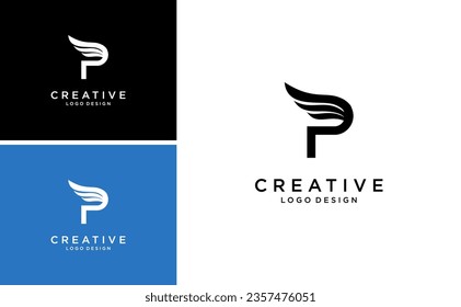 Creative Letter P Wing Logo Design Vector