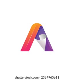 Creative Letter A with paper logo design.Abstract Gradient logo.