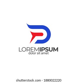 Logo del concepto. Elementos de diseño de vectores de línea de arte. La carta PD es una simple secesión