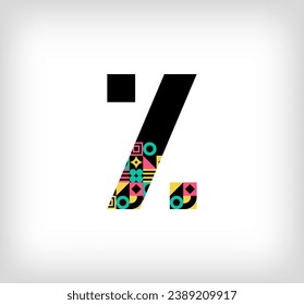 Creative letter percent sign. Logo from capital letters with geometric shapes. Creative education colorful graphic. Vector	