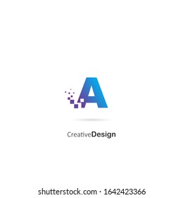 Creative Letter A Pixel Logo Design Element. Design Vector Pixel Logo Template