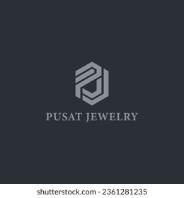 Letra creativa Icono de diseño con logotipo de monograma PJ o JP en color gris aislado en un fondo negro. Letra PJ en color gris aplicada para la plantilla de inspiración del logotipo del negocio de la joyería